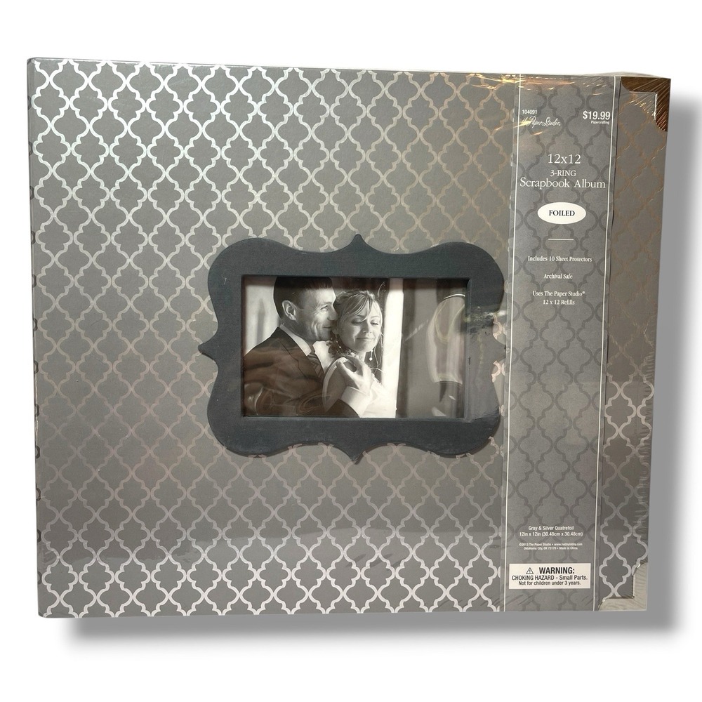 The Paper Studio 12"x12" Silver Wedding 3 Ring Scrapbook Album 10 Sheets Inc NEW
